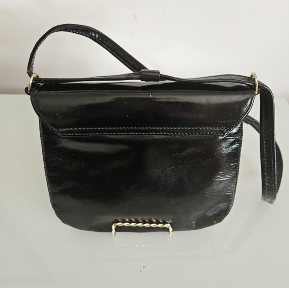 Jane Shilton Black Patent Leather Handbag/Shoulder Bag Vtg - Picture 5 of 8